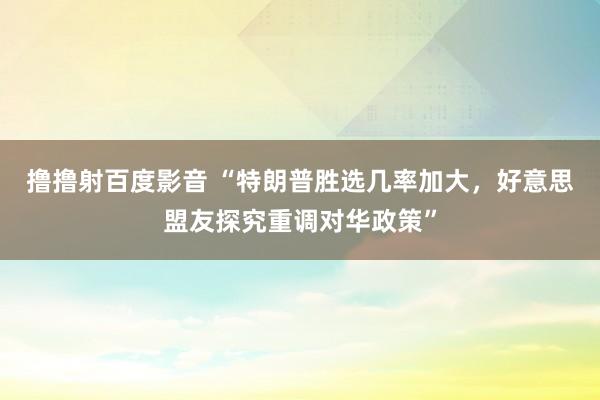 撸撸射百度影音 “特朗普胜选几率加大，好意思盟友探究重调对华政策”