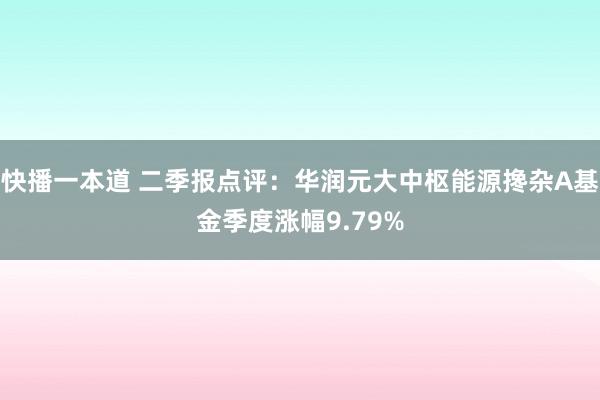 快播一本道 二季报点评：华润元大中枢能源搀杂A基金季度涨幅9.79%