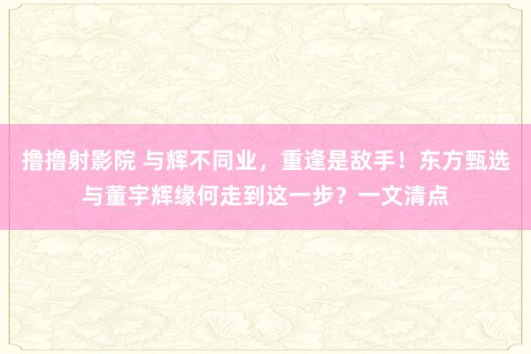 撸撸射影院 与辉不同业，重逢是敌手！东方甄选与董宇辉缘何走到这一步？一文清点