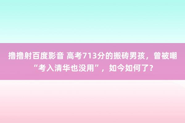 撸撸射百度影音 高考713分的搬砖男孩，曾被嘲“考入清华也没用”，如今如何了？