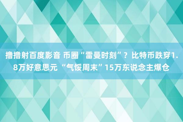 撸撸射百度影音 币圈“雷曼时刻”？比特币跌穿1.8万好意思元 “气馁周末”15万东说念主爆仓