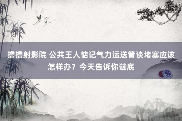 撸撸射影院 公共王人惦记气力运送管谈堵塞应该怎样办？今天告诉你谜底