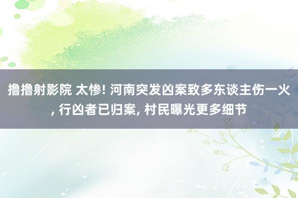 撸撸射影院 太惨! 河南突发凶案致多东谈主伤一火， 行凶者已归案， 村民曝光更多细节