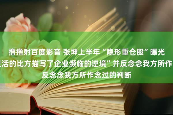 撸撸射百度影音 张坤上半年“隐形重仓股”曝光 “用一个灵活的比方描写了企业濒临的逆境”并反念念我方所作念过的判断