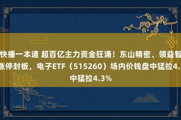 快播一本道 超百亿主力资金狂涌！东山精密、领益智造涨停封板，电子ETF（515260）场内价钱盘中猛拉4.3%