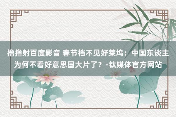 撸撸射百度影音 春节档不见好莱坞：中国东谈主为何不看好意思国大片了？-钛媒体官方网站