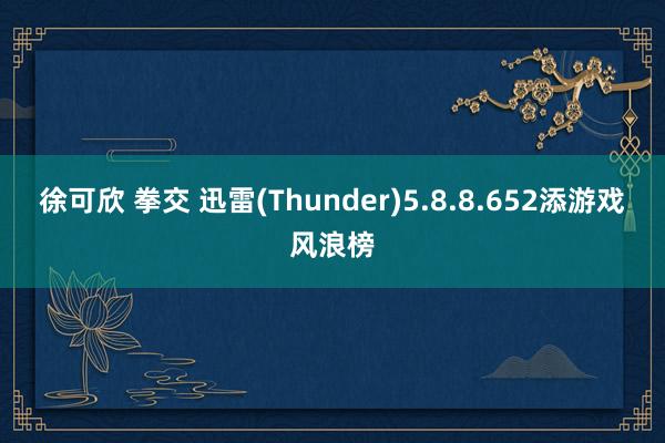 徐可欣 拳交 迅雷(Thunder)5.8.8.652添游戏风浪榜